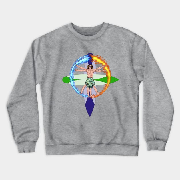 Surfer Da Vinci Crewneck Sweatshirt by Art-Man